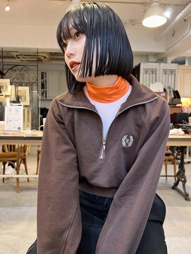 ミンクス渋谷スマートサロン(MINX shibuya smart salon) シアーカラー ショート 姫カット ダークアッシュ 魅力倍増カール