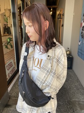 ブルー(BLUE) ベビーバング×ピンクインナー