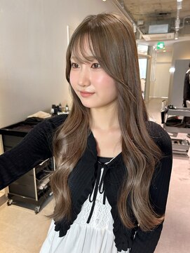 アム(amu) まろやかベージュ/ハーフブリーチ/レイヤーロング/顔まわり