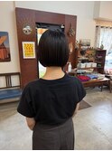 ブリーチなしスモーキーダークベージュぱつっとショートボブ韓国