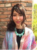 大人かわいい♪斜めバング編み込みカチューシャロング
