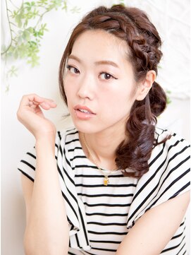 オーガニックサロン フェイス 梅田店(organic salon face) 編み&リボンで可愛く☆淡めアップスタイル