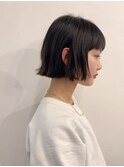 【真通知弘】切りっぱなしボブ×艶髪でオシャレ可愛く。