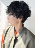 【morio原宿】黒髪ショートクルクルパーマ