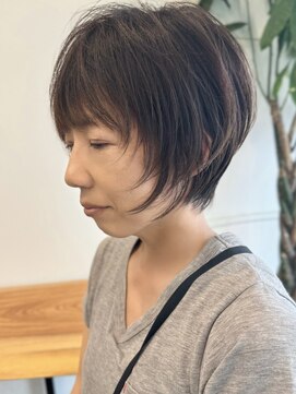 ビューエヒメ(VIEW EHIME) 小顔カットショートボブ大人可愛いアッシュオリーブ