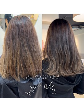 カラ フクオカ(Cara FUKUOKA) ミルクティーグレー《★髪質改善うる艶水素カラー＋カット★》