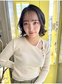 ミディアム　ボブ　黒髪　ガルボ桟橋　パーマ
