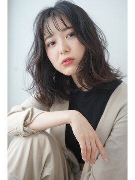 シェノン 梅田(CHAINON) 小顔カット×くびれミディ×黒髪風ラベンダーカラー