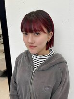 ジルスタジオ(JILL STUDIO)&nbsp;JILL STUDIO　ぱらぱらブリーチ/レッドカラー/切りっぱなしボブ