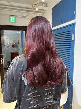 アジールヘア 池袋東口店(agir hair) ブリーチなしダブルカラー高発色ワインレッドカラー
