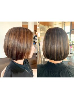 白髪ぼかしハイライトで自然に、かつオシャレなヘアスタイルへ！ツヤ感たっぷりで若々しい印象にチェンジ♪