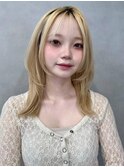 フェイスフレーミング/ココアベージュ/ブリーチ/レイヤー/新宿