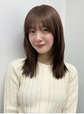 小顔に見せるヘア/オリーブグレー/ココアベージュ/レイヤー