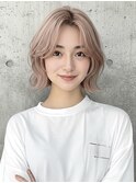 冬映え くびれレイヤーボブ × 透明感ミルクティーベージュ