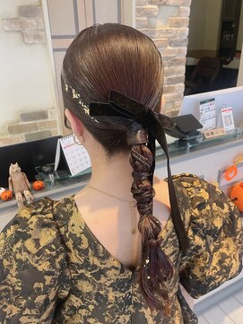 シュリット 溝の口(schritt) ロング×タイト編みおろしヘア 結婚式ヘア 溝の口 サクマ