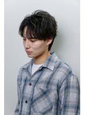 センターパートフェザーパーマ