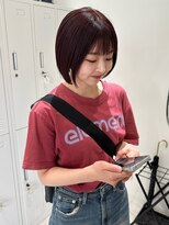 ジーナ 吉塚(Zina)&nbsp;ワインレッド×ミニボブ【福田れん】吉塚美容室 髪質改善 暖色系