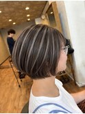 【Elme　野呂】くすみグレージュ×丸みショートボブ