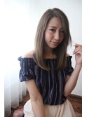 ハイ透明感アプリエカラー☆彡斜めバングハニーヘア