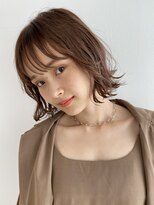 プール(POOL) 【本山貴志】モカブラウンシングルカラー前髪外はねボブ