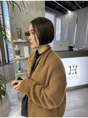 ブリーチなし　7トーングレージュ　ミニボブ