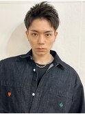 スパイキーショートブルーブラックフェザーパーマサーフカール