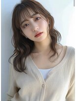 ヘアメイク アージュ 大野城 下大利店(HAIR MAKE age) ベージュカラー セミロング ダメージレスカラー ゆる巻き