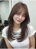 抜け感ロング×ダークグレージュで大人っぽ可愛い【夙川】