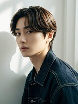 エイチ メンズ(H)&nbsp;オリーブグリーン リバースセンターパート 抜きっぱなしブロンド