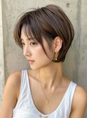 20代30代◎前下がりショートボブ×透明感カラー