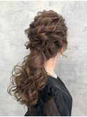 【Gdobant】ヘアーセット　編み込みポニーテール　波ウェーブ