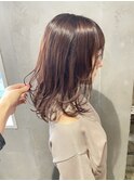 セミロングレイヤー × さくらブラウン 20代30代40代50代