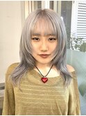 ハイレイヤーウルフカットアッシュホワイトシルバー