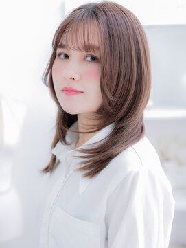 カバーヘア 上尾西口店(COVER HAIR) 暗髪フェザーバングレイヤーカットセミディa上尾