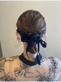 シニヨン　リボンアレンジ