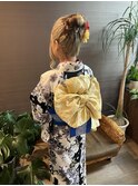 大人かわいい浴衣ヘアセットアレンジお団子ヘアまとめ髪