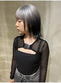 ルーツカラー ホワイトシルバー ボブ グラデーション 大須