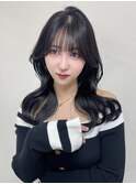 顔まわりレイヤー 艶カラー 暗髪 韓国風 髪質改善 福岡美容室