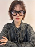 ニュアンスボブ シースルーバング こっくりブラウンカラー
