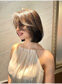 コテ巻き風パーマミディアムレイヤー韓国巻き風顔周りカット11