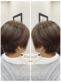 50代/60代/ショートボブ/丸みショート/白髪ぼかし/白髪/八幡宿