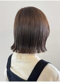 ボブ ミルクティーベージュ 艶髪 髪質改善カラー ショート