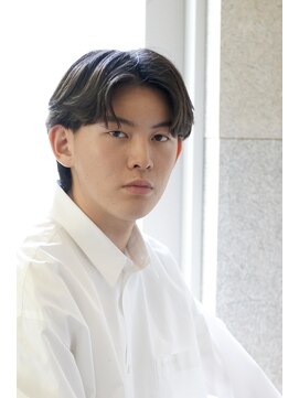 にもう ブルーブラック 韓国センターパート　メンズヘア　3