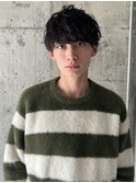 束感ソフトツイストパーマツーブロックマッシュ