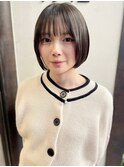 ぷつっとボブ_丸みボブ_大人かわいい_バングあり