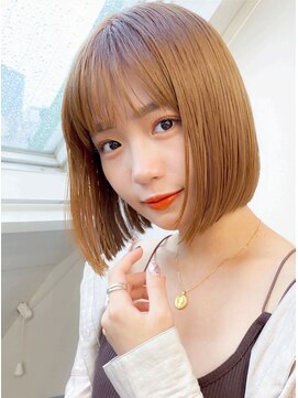 モッズヘア 足利(mod'hair) ハイトーンナチュラルブロンド×韓国風切りっぱなし小顔ボブ