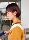 ナチュラルショートボブ　ピンクブラウン