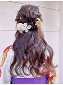 卒業式などに　ハーフアップアレンジ　ヘアセット