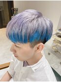 マッシュショートグレージュカラー　グレージュブリーチデザイン