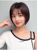 韓国風レイヤー/外ハネくびれ/ミディアムレイヤー/ぱっつん前髪